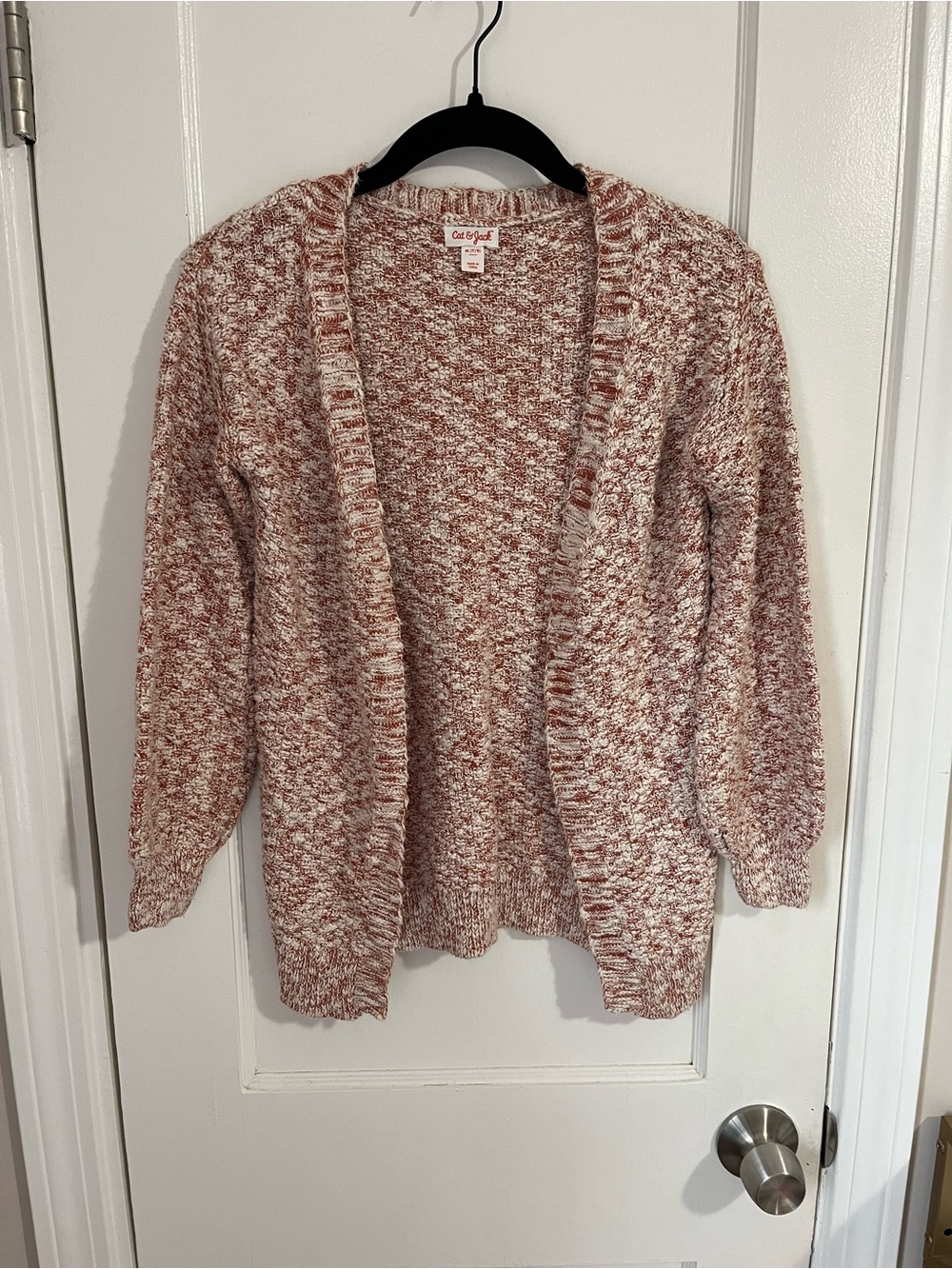 Cat & Jack Rust and Cream Marled Open-Front Cardigan